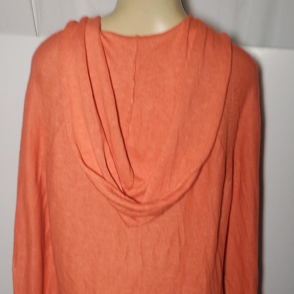 FREE PEOPLE Size XS OPTIMISTIC LINEN BLEND Women's Coral Hooded Pullover Top - Picture 9 of 15